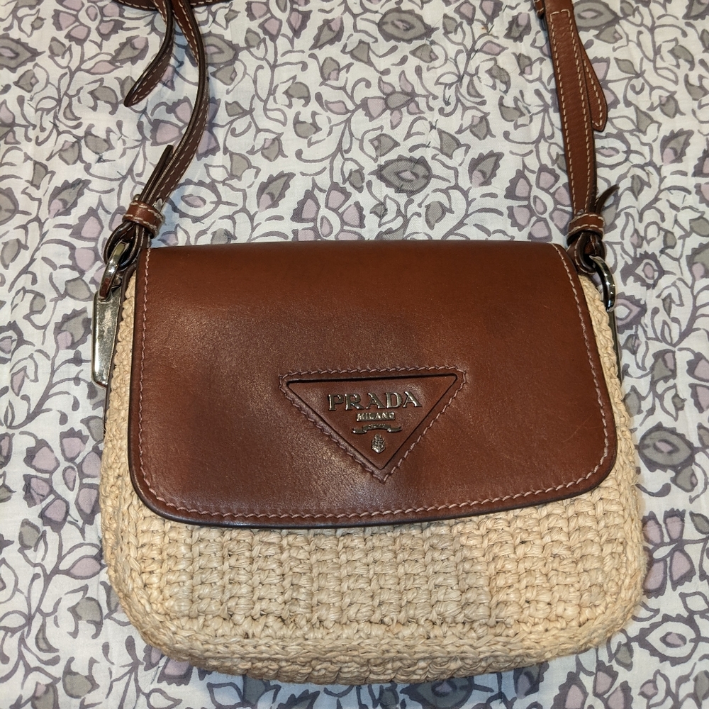 Prada raffia shoulder bag